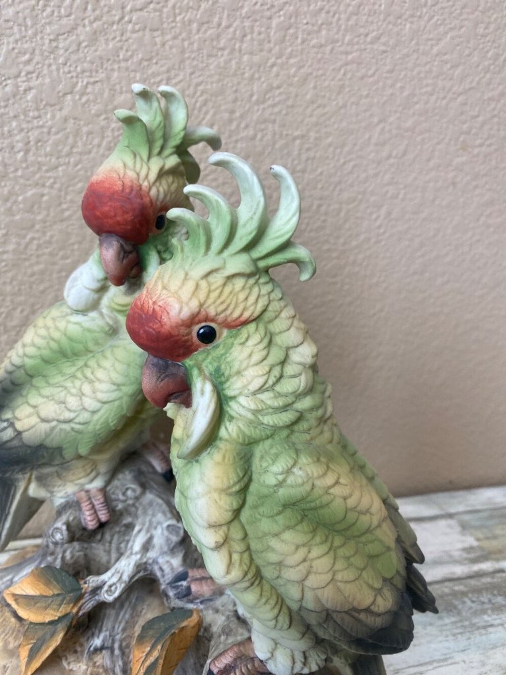 Vintage Andrea by Sadek Green Cockatoos Parrots Figurine Pair - No Box - Picture 5 of 14